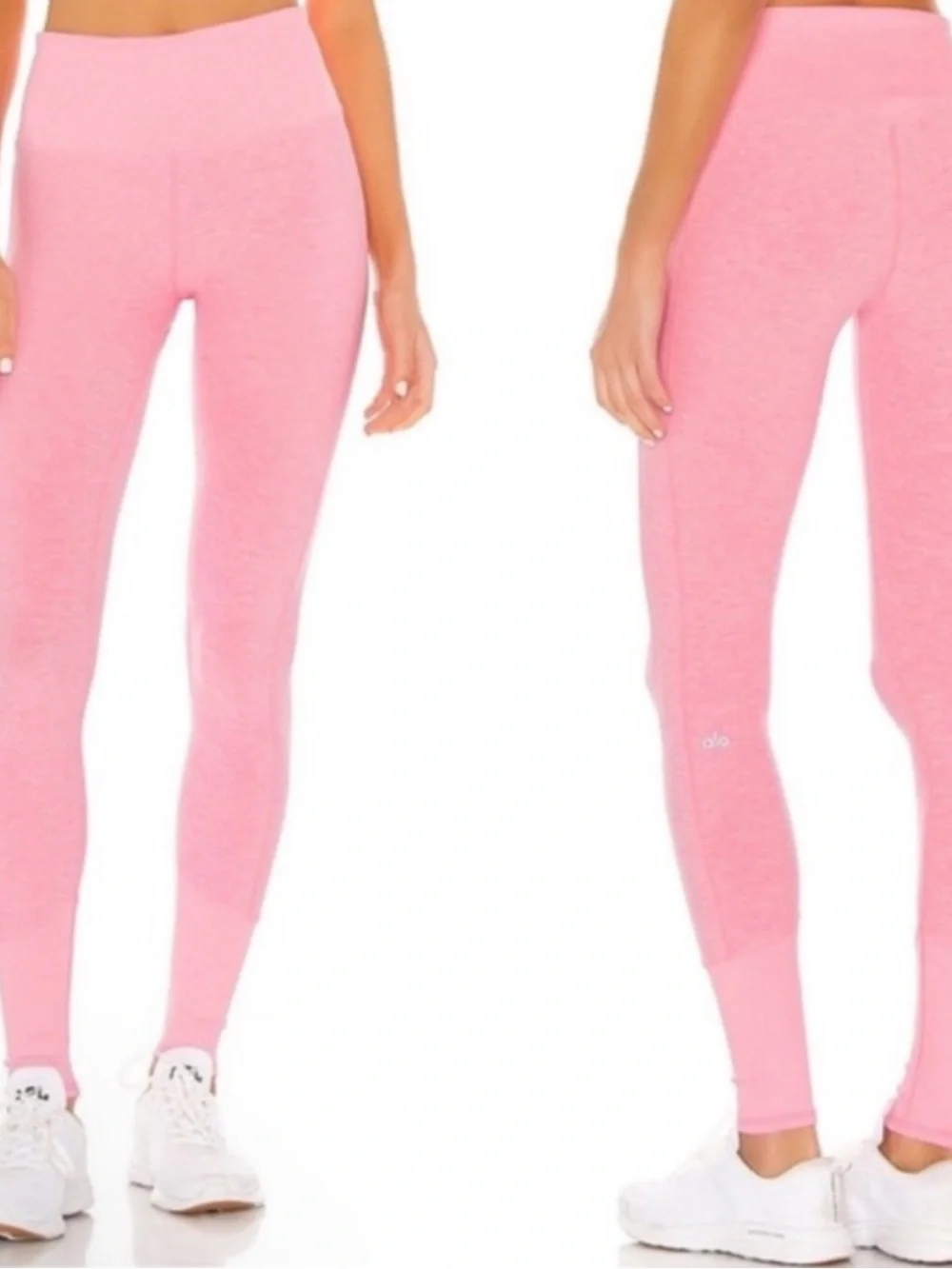 ALO Yoga Pink Heathered High-Rise Seamless Leggings